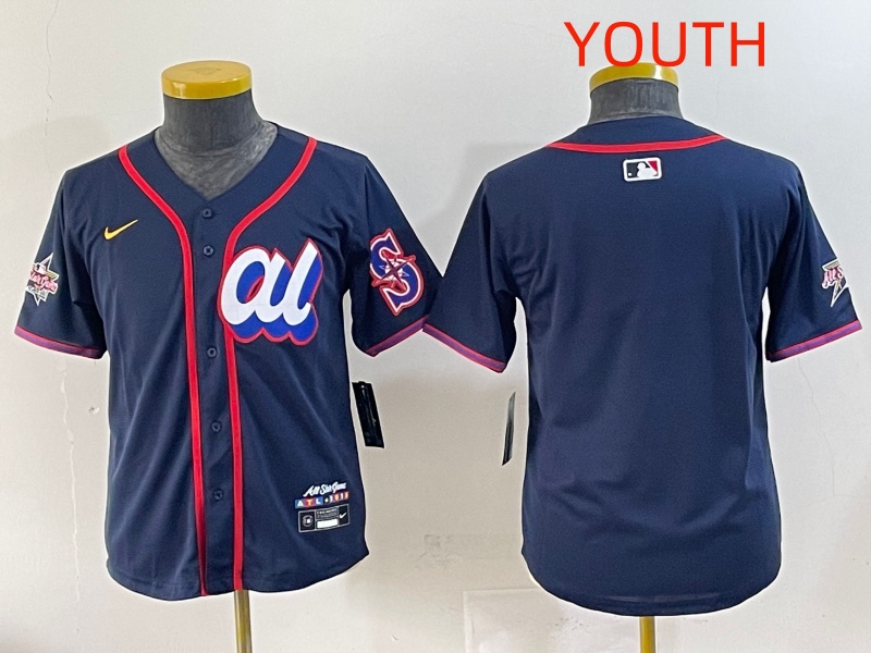 Youth 2025 Seattle Mariners Blank Drak Blue All star Blank Blue Nike MLB Jersey style 13->youth mlb jersey->Youth Jersey